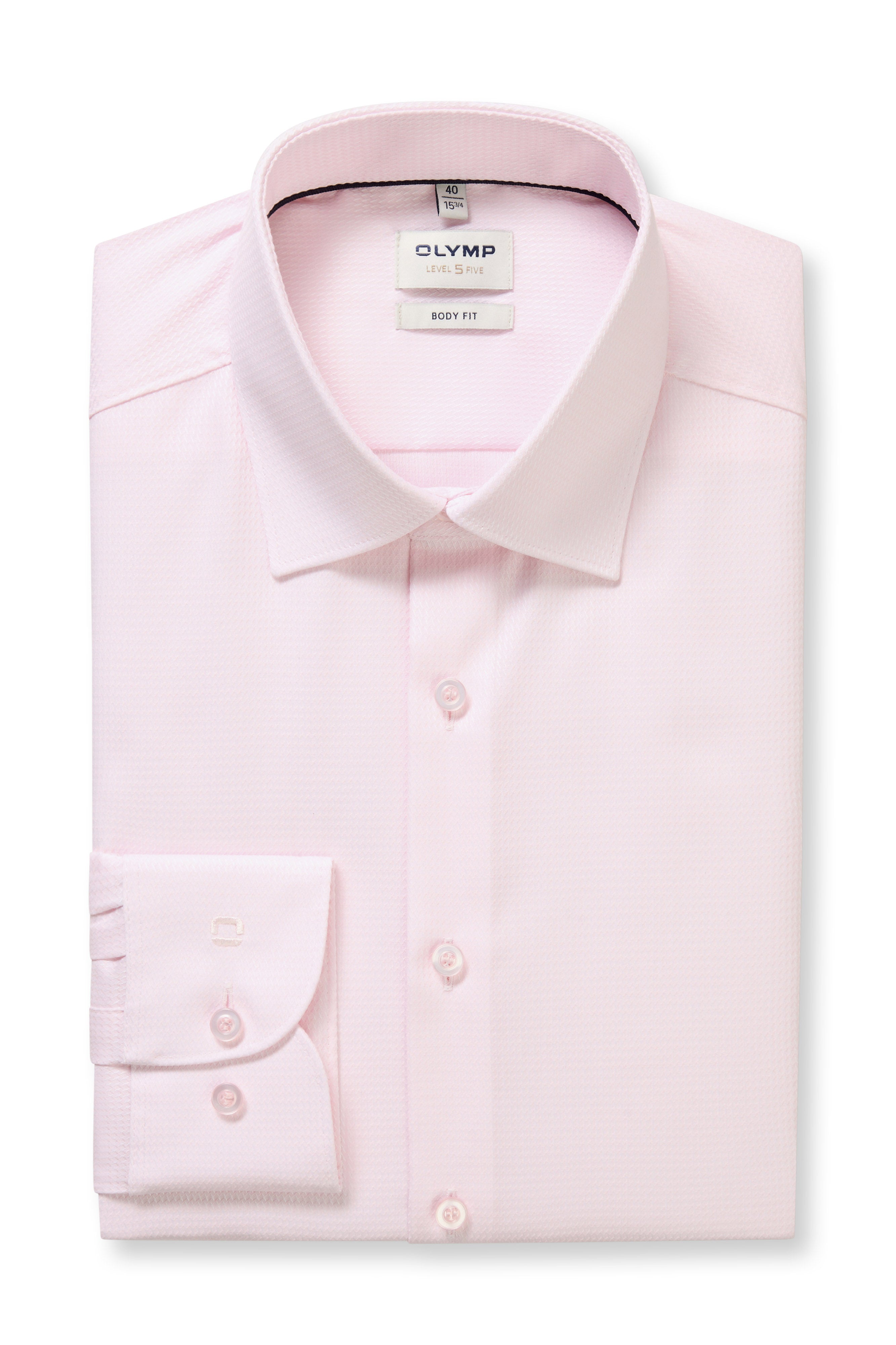 Olymp Level 5 Body Fit Cotton Stretch Shirt - Pink