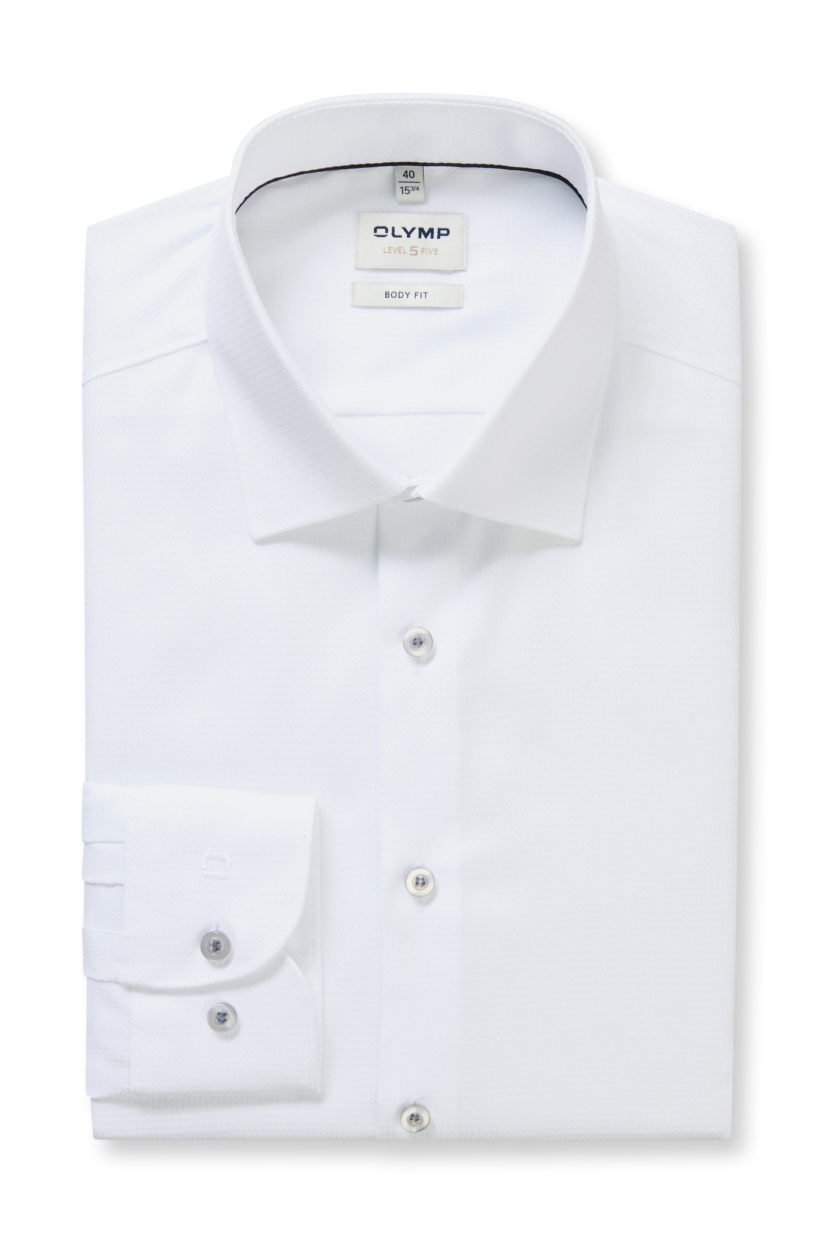 Olymp Level 5 Body Fit Cotton Stretch Shirt - White