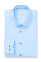 Olymp Level 5 Body Fit Natural Stretch Long Sleeve Shirt - Blue