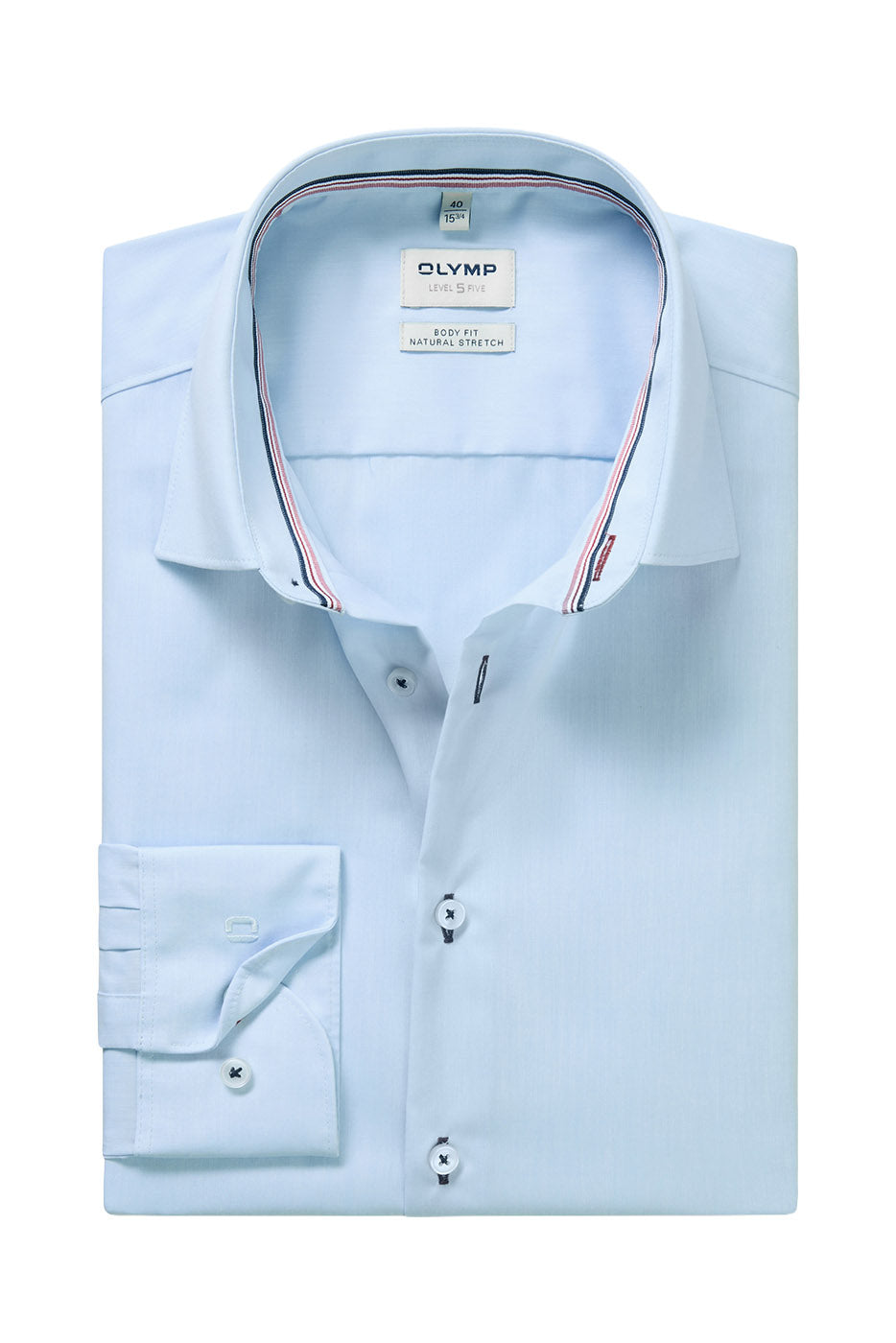 Olymp Level 5 Body Fit Natural Stretch Shirt - Light Blue