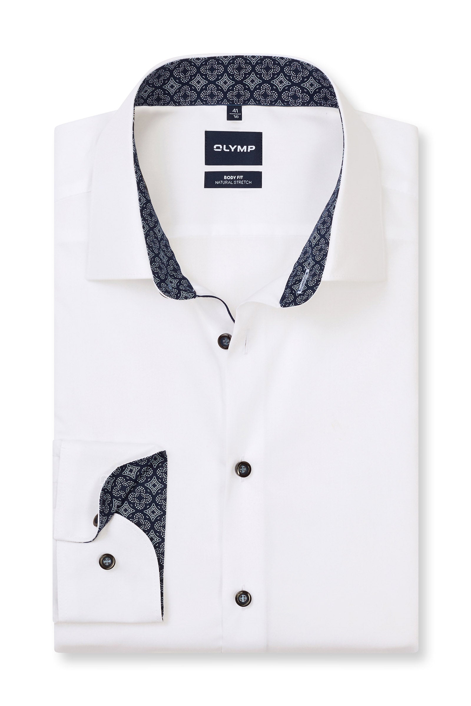 Olymp Level 5 Body Fit Natural Stretch Shirt - White
