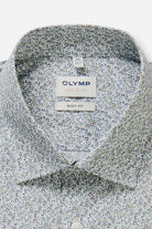 Olymp Level 5 Body Fit Neat Floral Shirt - Green/Blue