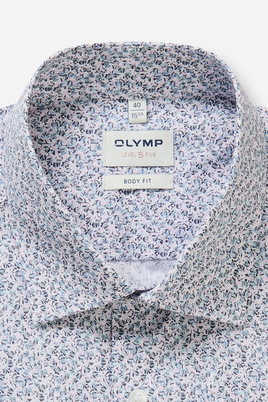 Olymp Level 5 Body Fit Neat Floral Shirt - Pink/Blue