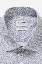 Olymp Level 5 Body Fit Neat Floral Shirt - Pink/Blue