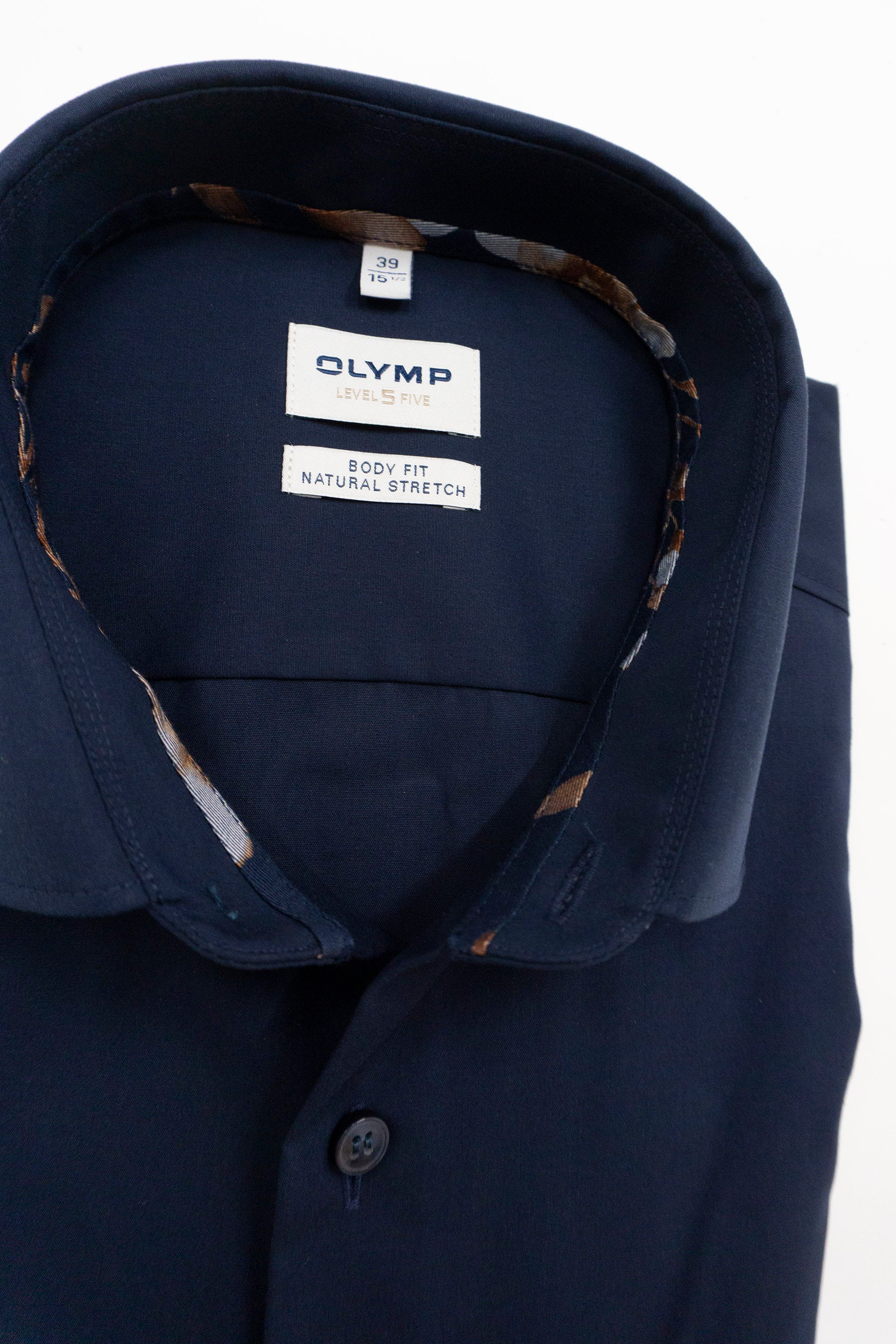 Olymp Level 5 Body Fit Plain Long Sleeve Shirt - Navy