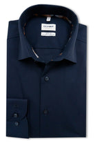 Olymp Level 5 Body Fit Plain Long Sleeve Shirt - Navy
