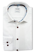 Olymp Level 5 Body Fit Plain Long Sleeve Shirt - White