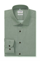 Olymp Level 5 Body Fit Plain Natural Stretch Long Sleeve Shirt - Green