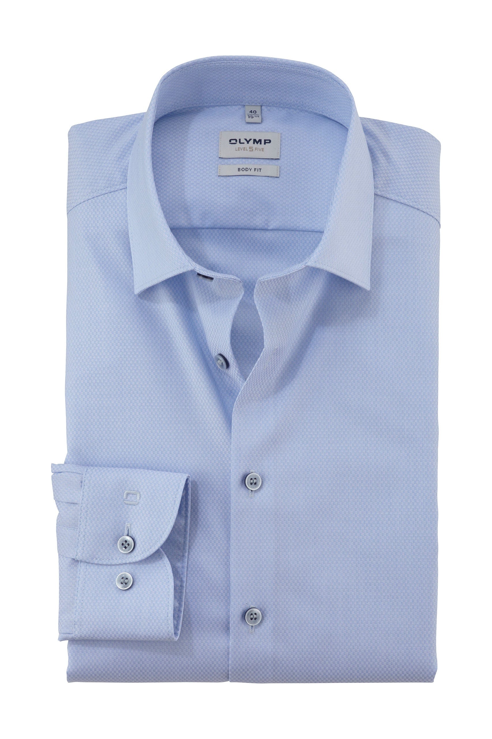 Olymp Level 5 Body Fit Plain Shirt - Blue