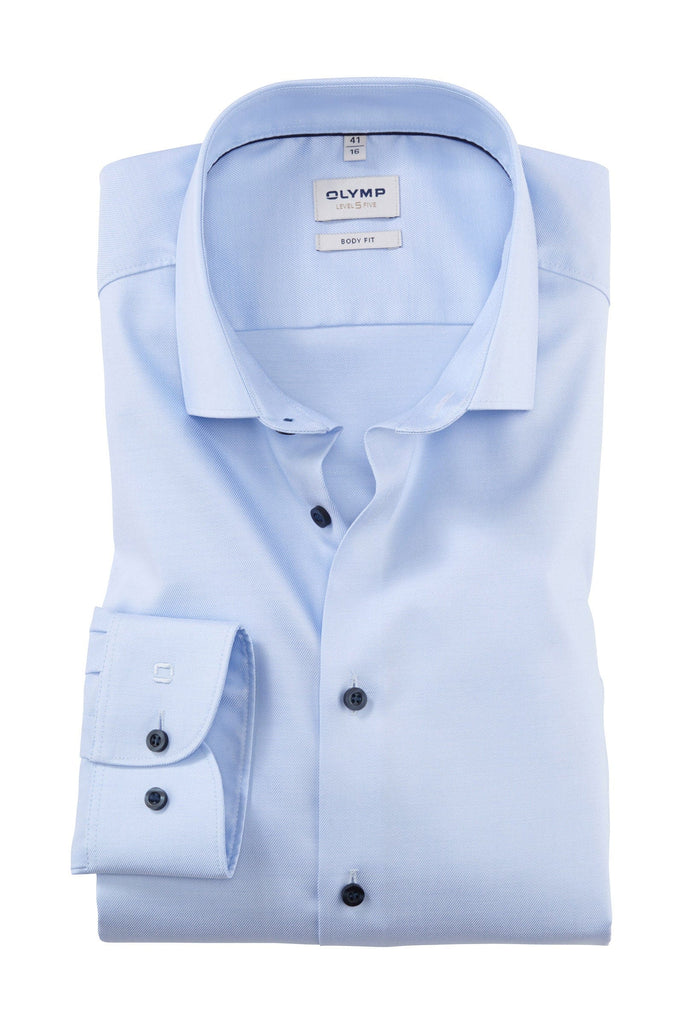 Olymp Level 5 Body Fit Plain Shirt - Light Blue