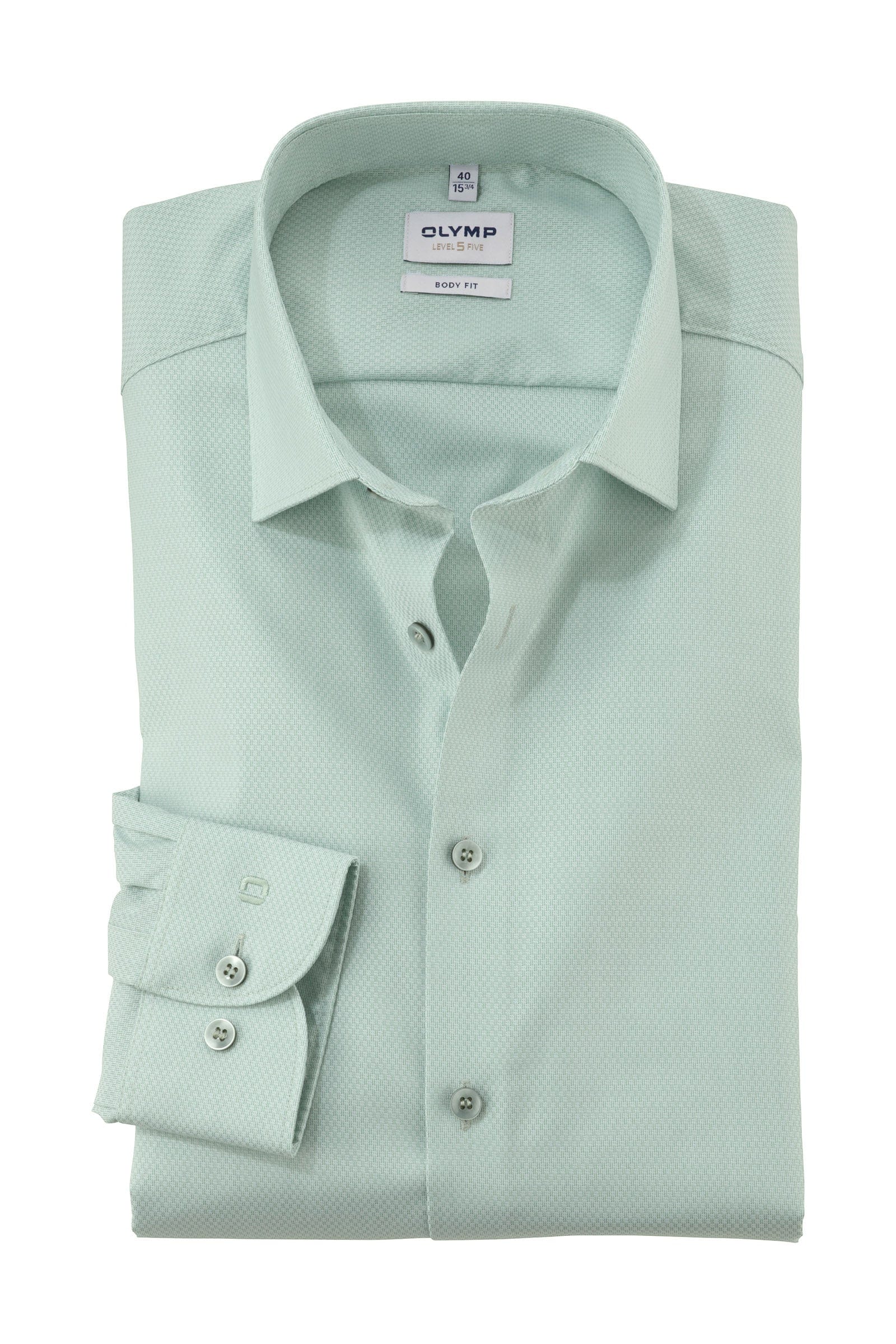 Olymp Level 5 Body Fit Plain Shirt - Mint Green