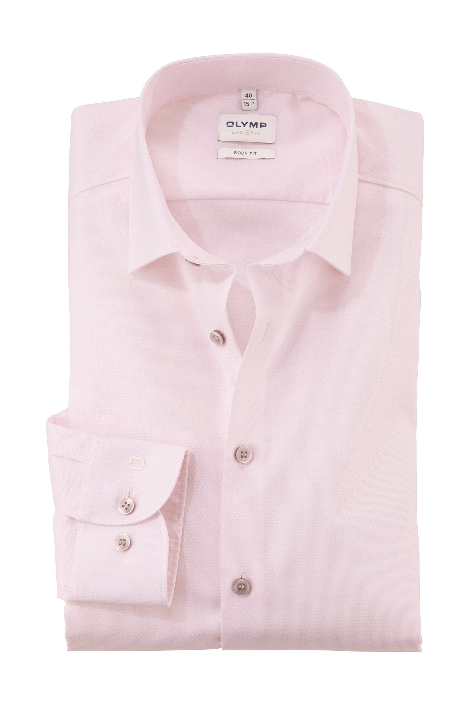 Olymp Level 5 Body Fit Plain Shirt - Rose