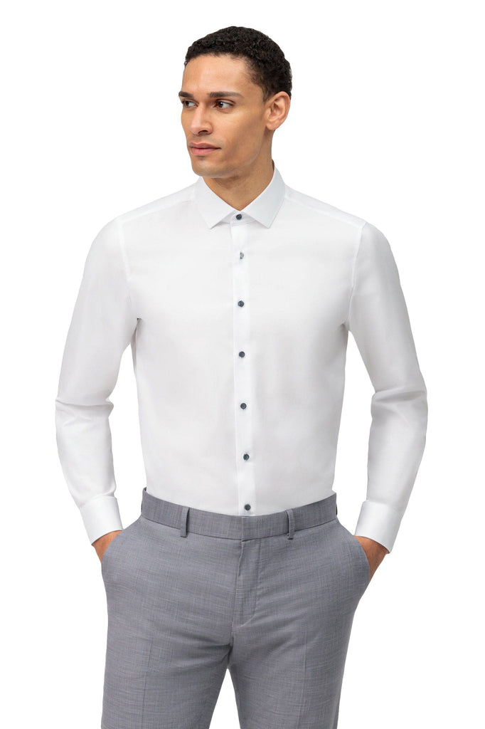 Olymp Level 5 Body Fit Plain Shirt - White