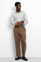 Olymp Level 5 Body Fit Plain Shirt with Trim - Putty