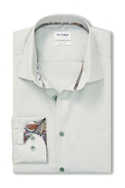 Olymp Level 5 Body Fit Plain Shirt with Trim - Putty