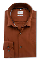 Olymp Level 5 Body Fit Plain Shirt with Trim - Sienna