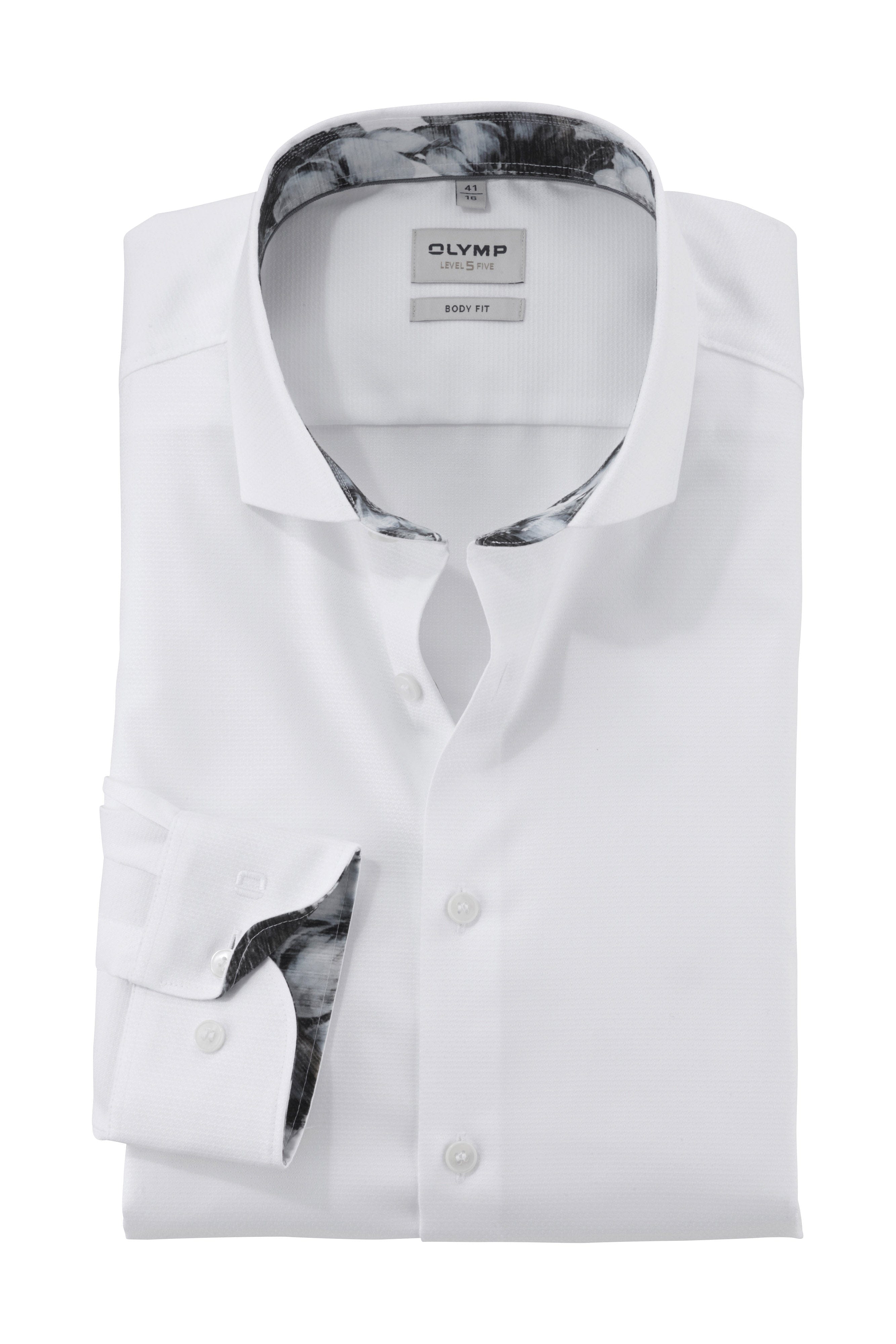 Olymp Level 5 Body Fit Shirt with Trim - White