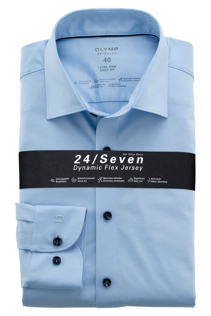 Olymp Level Five 24/7 Dynamic Flex Jersey Shirt - Light Blue