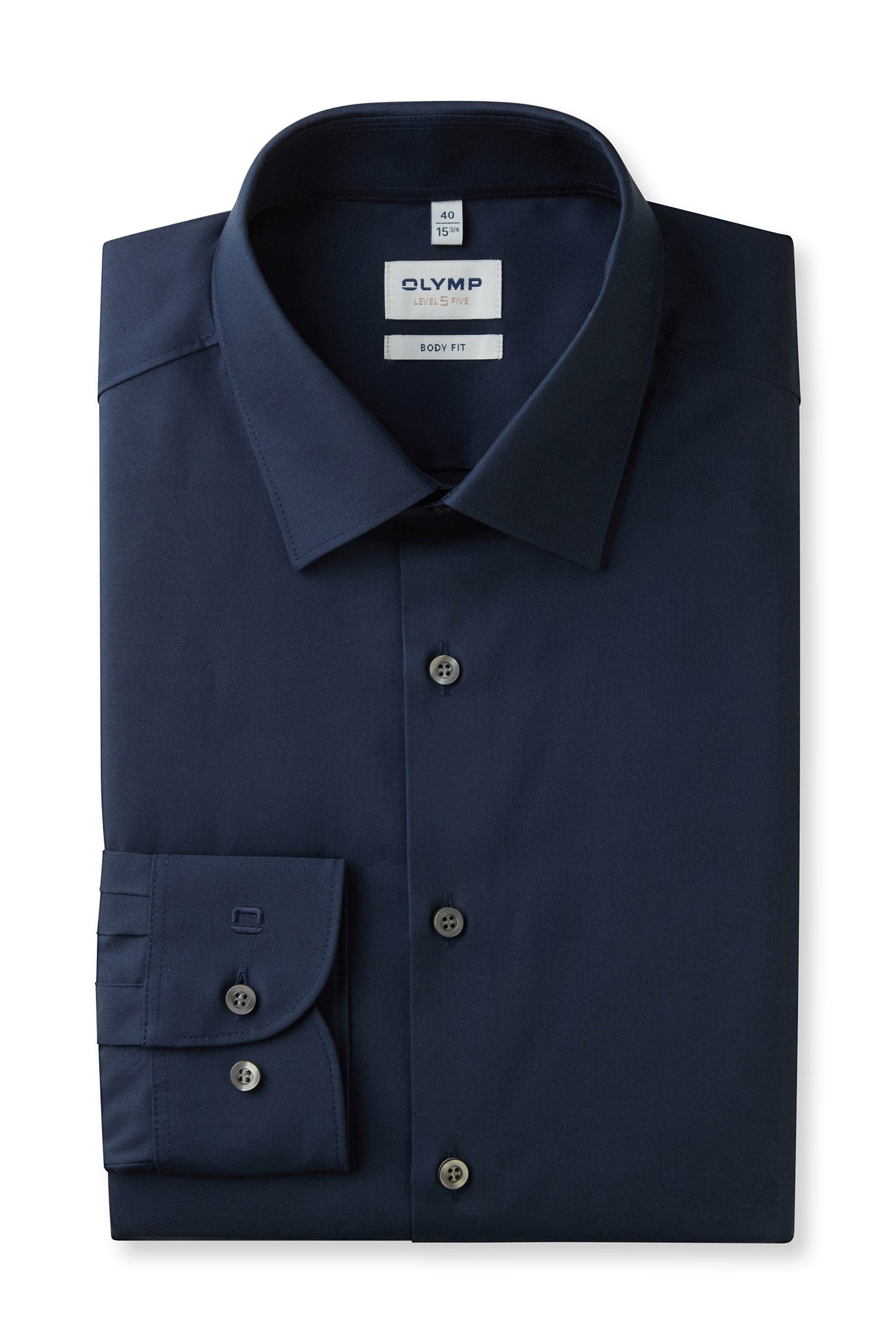 Olymp Level Five Body Fit Long Sleeve Shirt - Navy