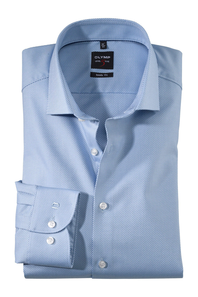 Olymp Level Five Body Fit Twill Shirt - Blue