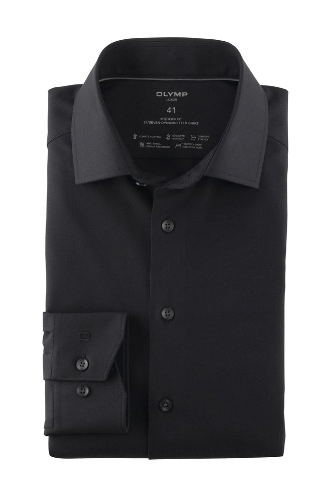 Olymp Luxor 24/7 Dynamic Flex Twill Shirt - Black