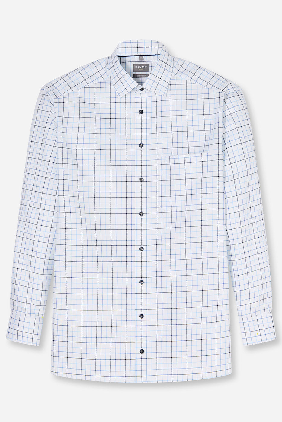 Olymp Luxor Comfort Fit Check Shirt - White/Blue