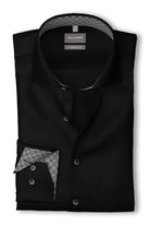Olymp Luxor Comfort Fit Plain Satin No Pocket Shirt - Black