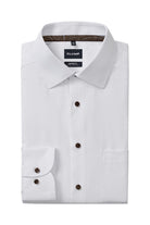 Olymp Luxor Comfort Fit Plain Satin Shirt - White