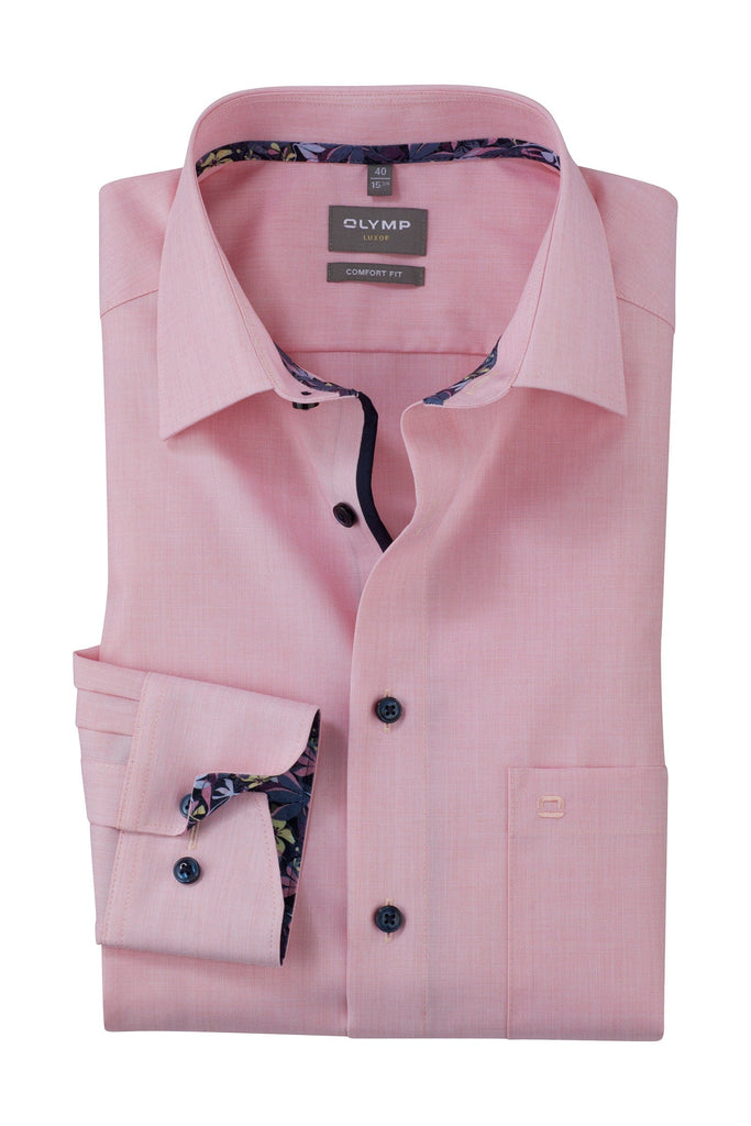 Olymp Luxor Comfort Fit Plain Shirt - Pink