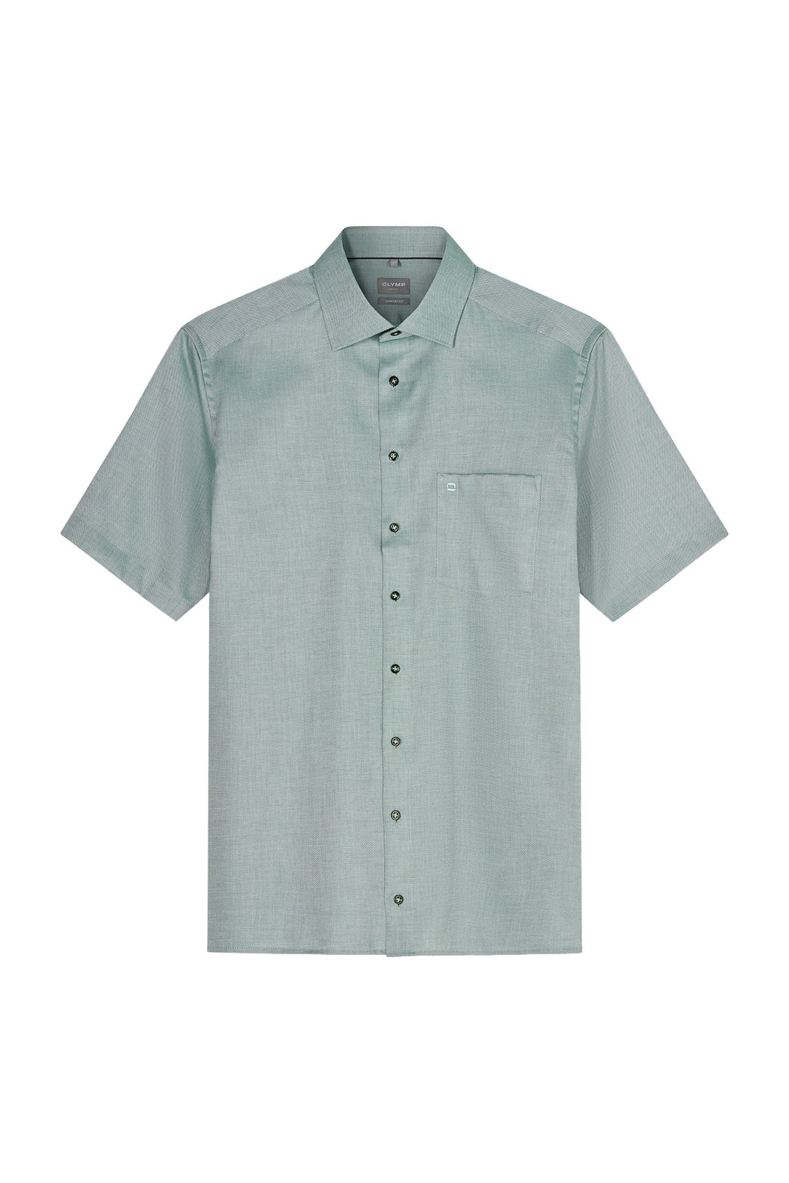Olymp Luxor Comfort Fit Plain Short Sleeve Shirt - Green