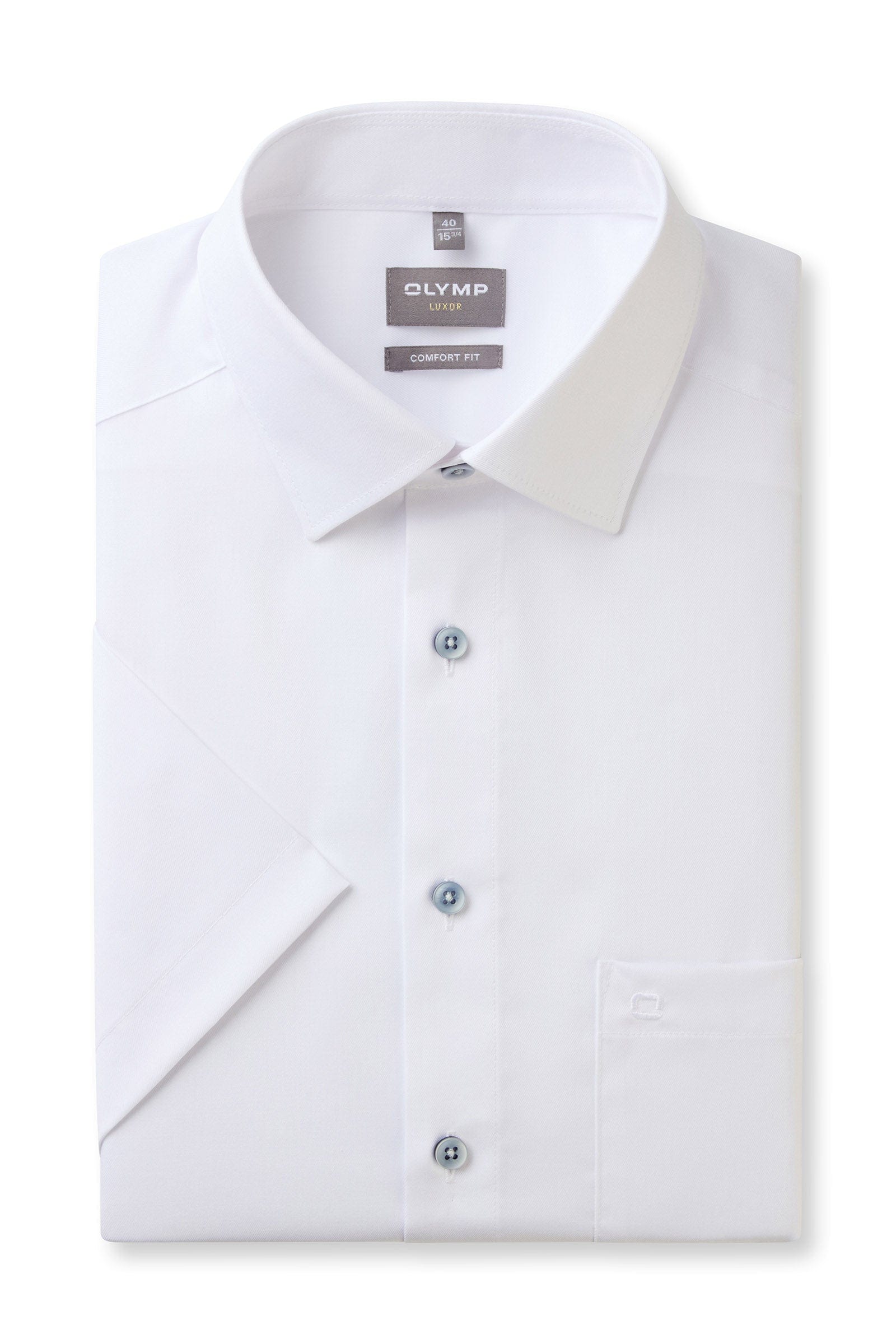 Olymp Luxor Comfort Fit Plain Short Sleeve Shirt - White