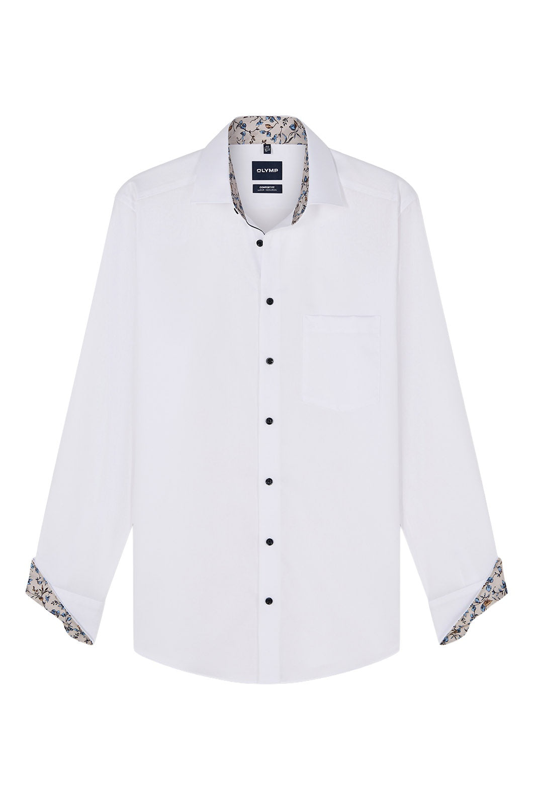 Olymp Luxor Comfort Fit Plain Twill Shirt - White
