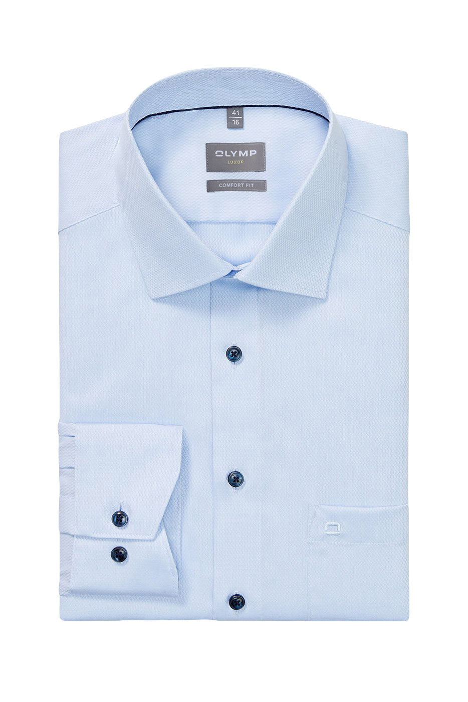 Olymp Luxor Comfort Fit Royal Oxford Long Sleeve Shirt - Pale Blue