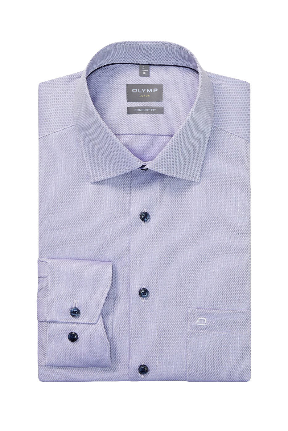 Olymp Luxor Comfort Fit Royal Oxford Long Sleeve Shirt - Violet