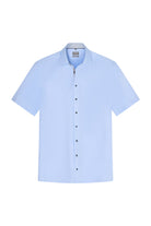 Olymp Luxor Comfort Fit Short Sleeve Shirt with Geo Trim - Light Blue
