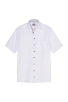 Olymp Luxor Comfort Fit Short Sleeve Shirt with Geo Trim - White