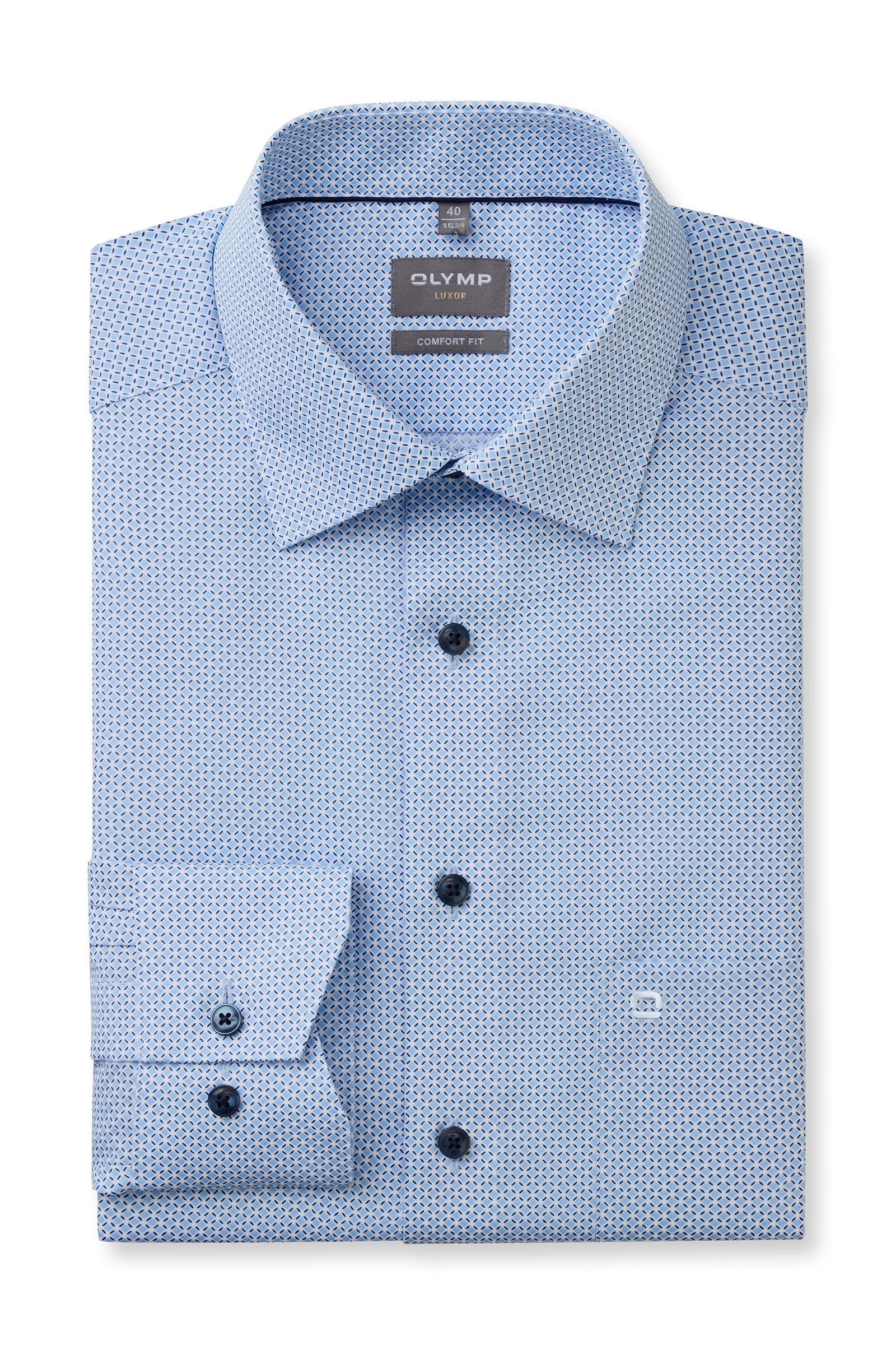 Olymp Luxor Comfort Fit Square Print Shirt - Blue