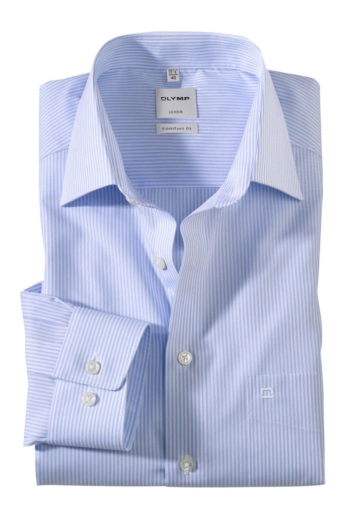 Olymp Luxor Comfort Fit Stripe Shirt - Light Blue 028064_11_17
