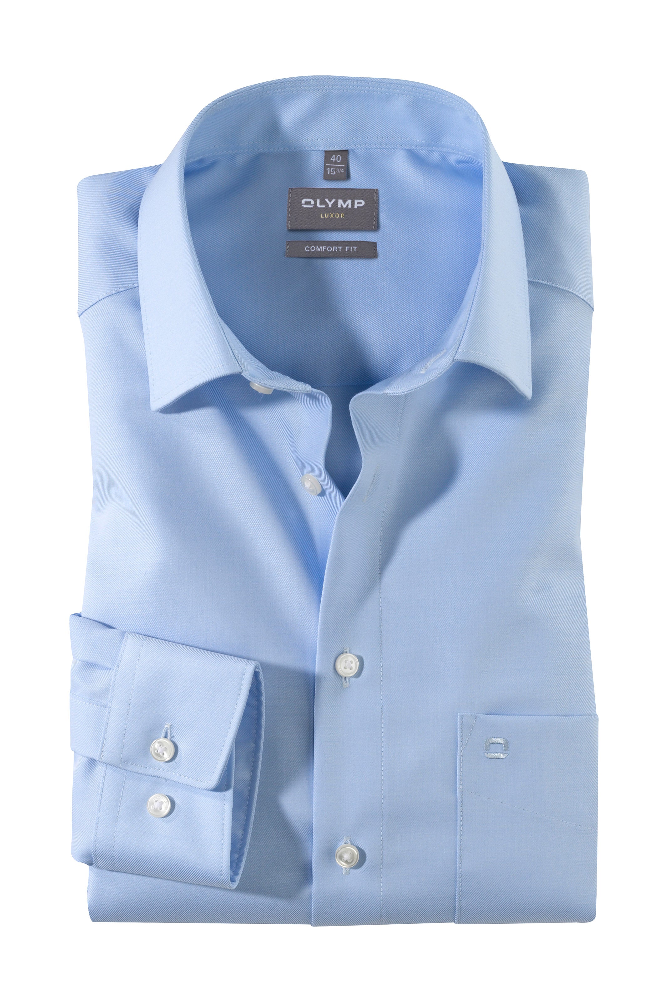 Olymp Luxor Comfort Fit Thick Twill Plain Shirt - Light Blue