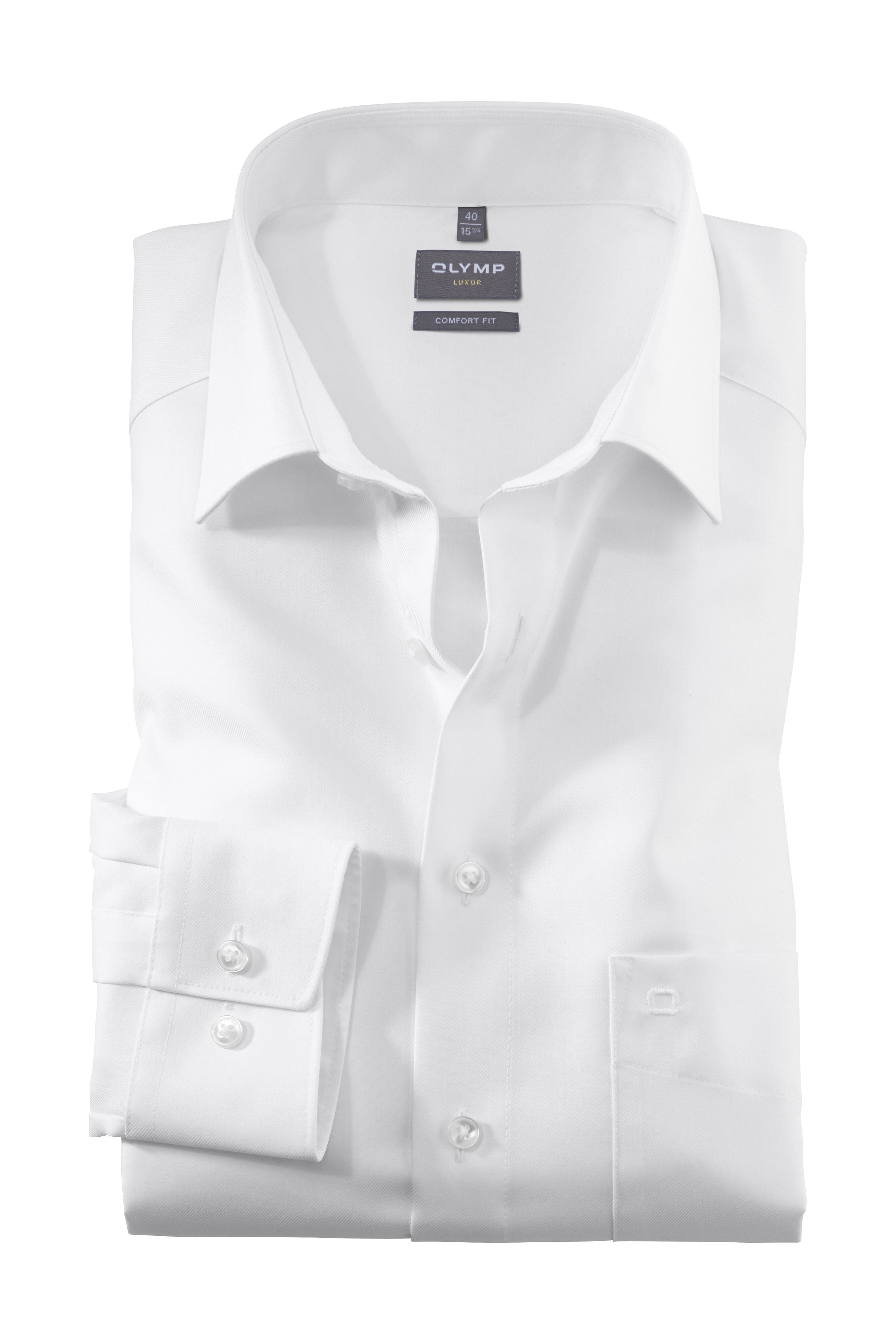 Olymp Luxor Comfort Fit Thick Twill Plain Shirt - White