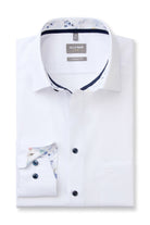 Olymp Luxor Comfort Plain Shirt with Trim - White