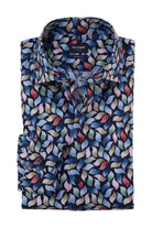 Olymp Luxor Modern Fit Abstract Print Shirt - Marine