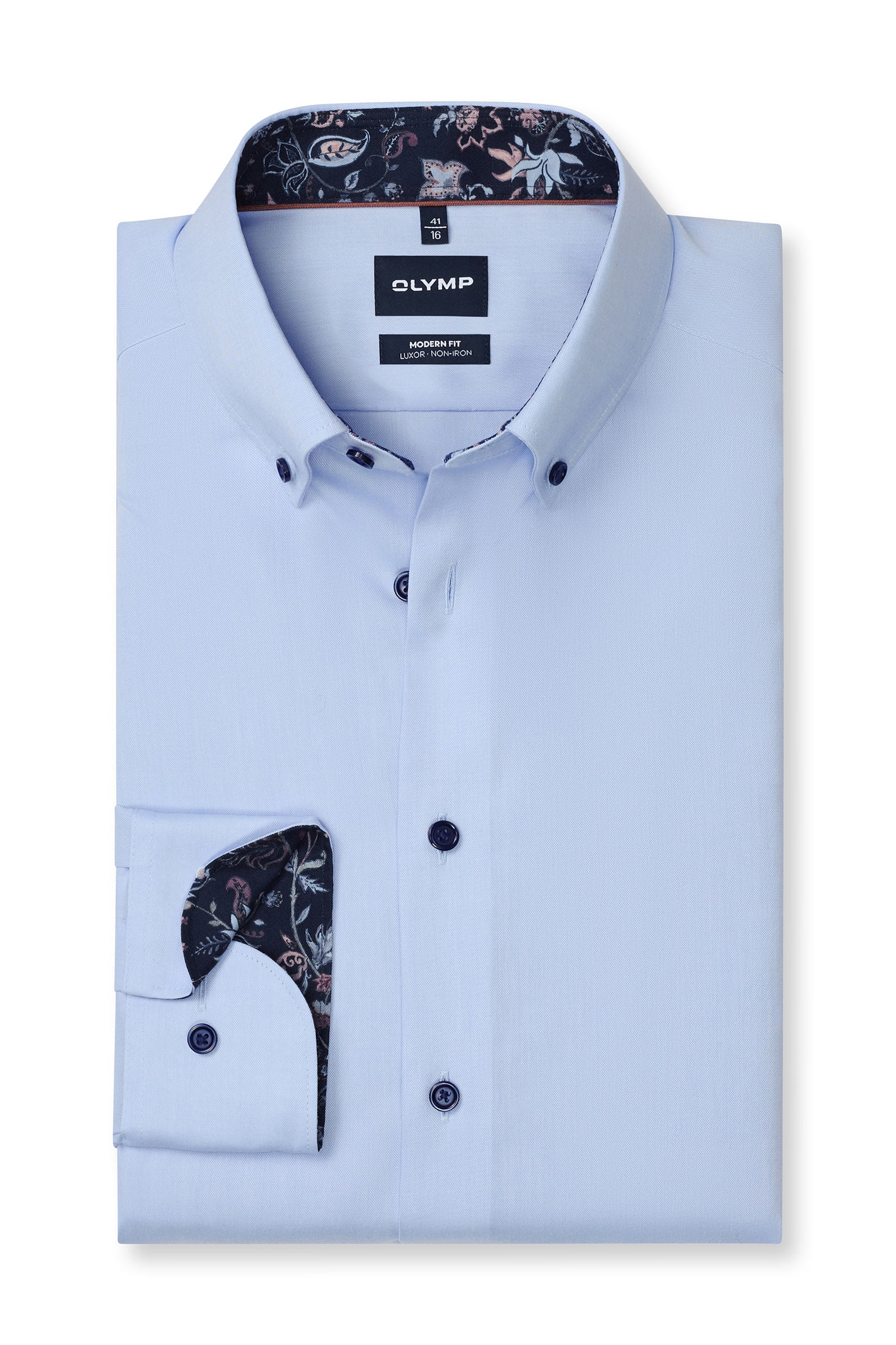 Olymp Luxor Modern Fit Button-Down Oxford Shirt - Light Blue