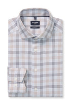 Olymp Luxor Modern Fit Check Long Sleeve Shirt - Silver Grey