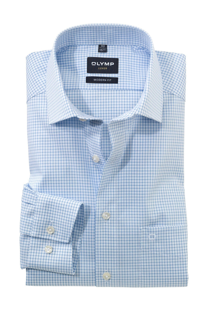 Olymp Luxor Modern Fit Check Shirt - Blue