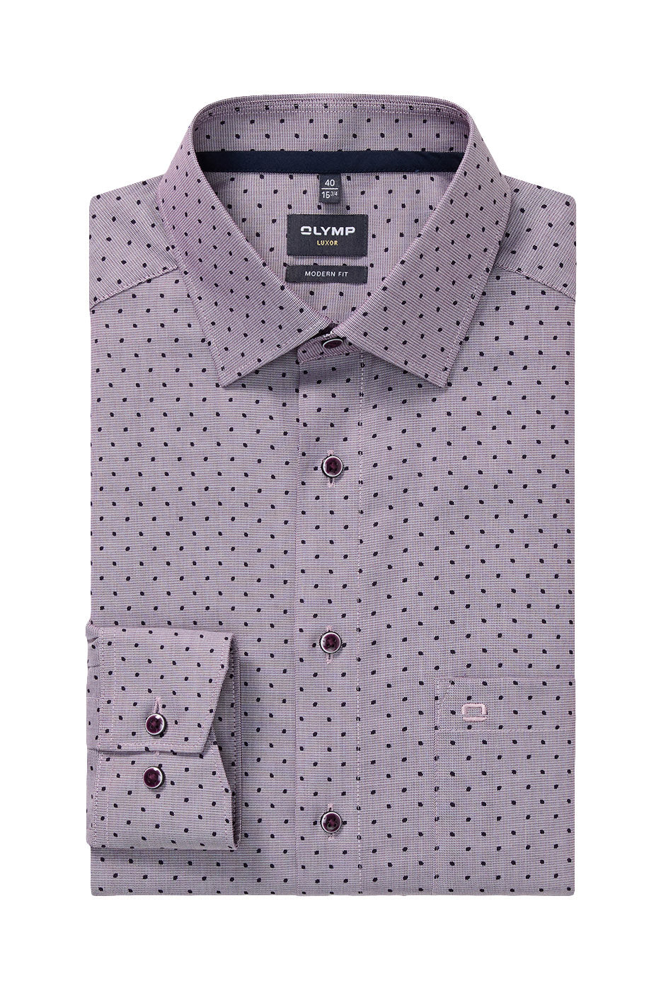 Olymp Luxor Modern Fit Dobby Long Sleeve Shirt - Mauve