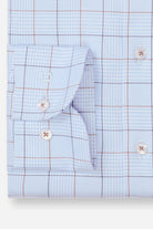 Olymp Luxor Modern Fit Extra Long Sleeve Check Shirt - Light Blue