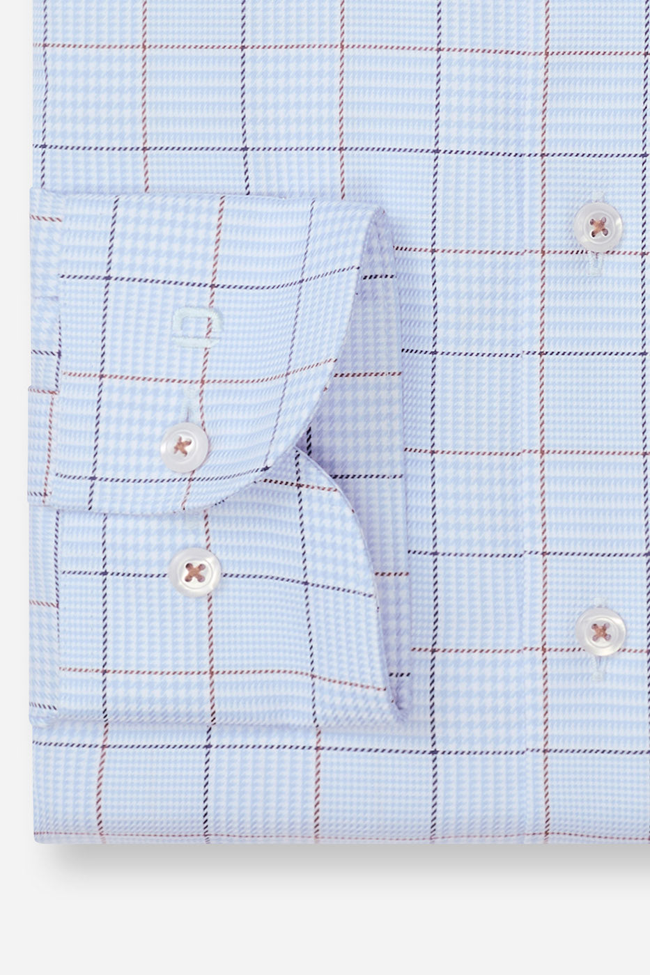 Olymp Luxor Modern Fit Extra Long Sleeve Check Shirt - Light Blue