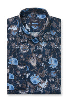 Olymp Luxor Modern Fit Floral Long Sleeve Shirt - Marine
