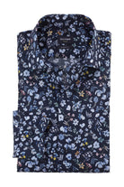 Olymp Luxor Modern Fit Floral Print Shirt - Marine/Blue
